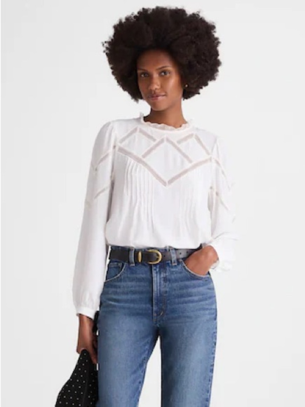Madewell Lace-Insert Mockneck Long-Sleeve Top Sz. XL